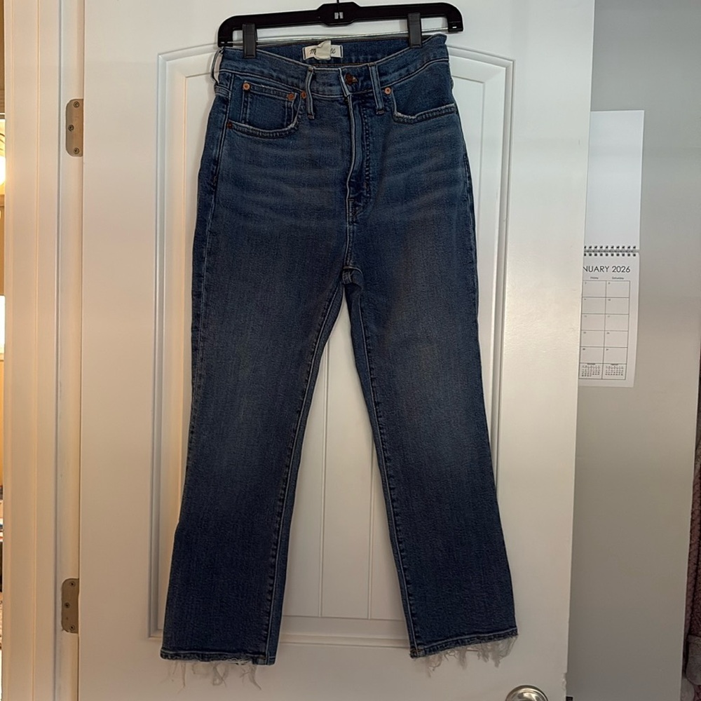 Madewell Demiboot jeans with raw hem